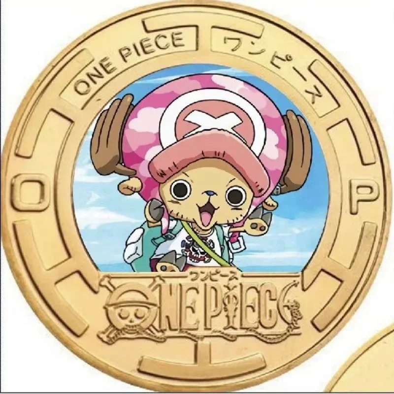 5pcs/set Bandai One Piece Luffy Zoro Chopper Anime Character Metal Commemorative Coin Commemorative Medal Children's Gift Toy