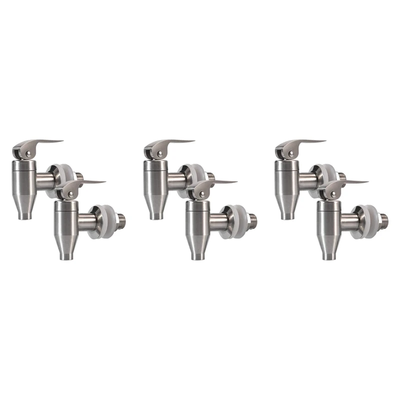 Stainless Steel Beverage Water Drink Dispenser Durable Replacement Push Style Spigot Faucet,6 Pack