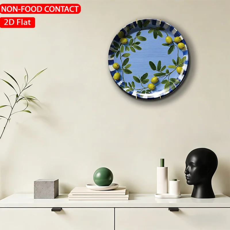 1pc Ceramic Decorative Plate, Blue Striped Art Decorations, Wall Home Decor- for Decorative Purposes Solely, NON-FOOD CONTACT-
