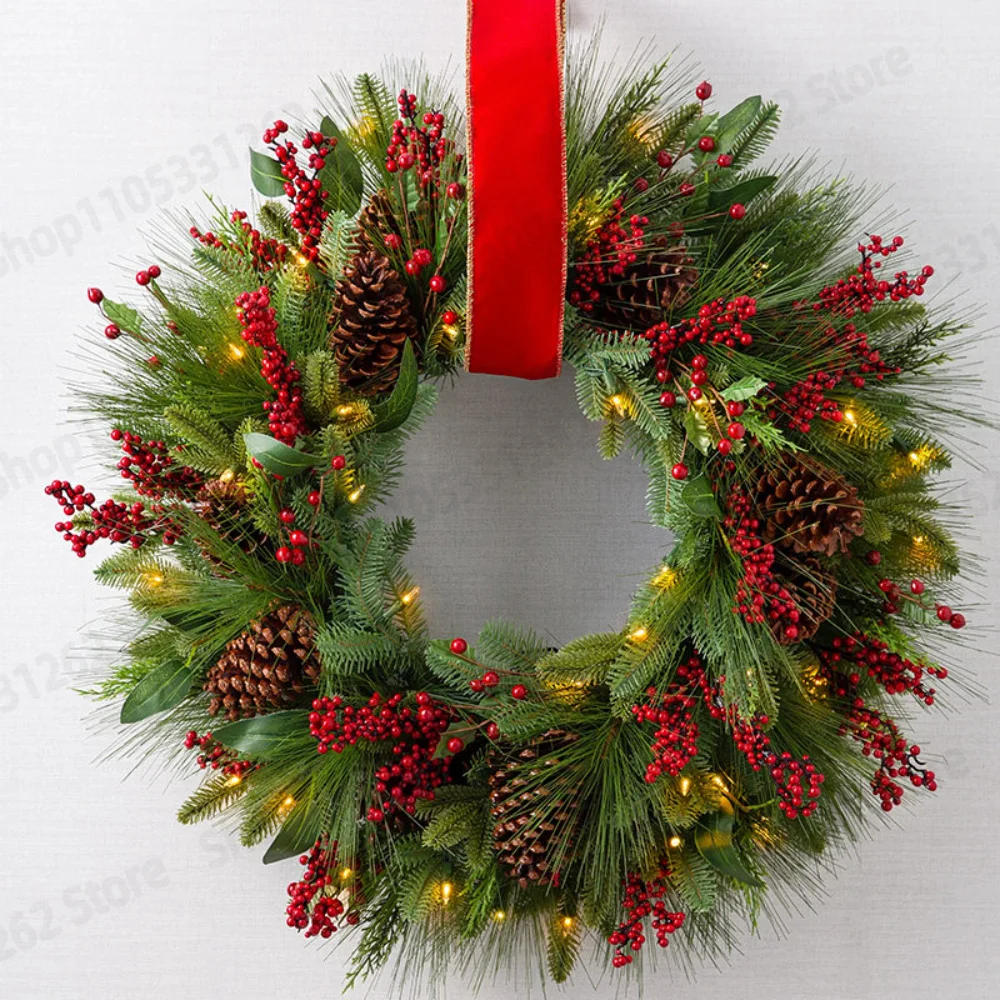 Christmas 50/60/80 Cm Christmas Wreath Door Decoration Christmas Ornaments Pendant Door Hanging 2.7m Rattan