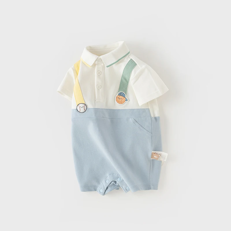 Dave Bella Baby Jumpsuit Romper Newborn Creeper 2024 New Summer Boys Romper Casual Cotton Comfortable Gentleman-Style DB2240634