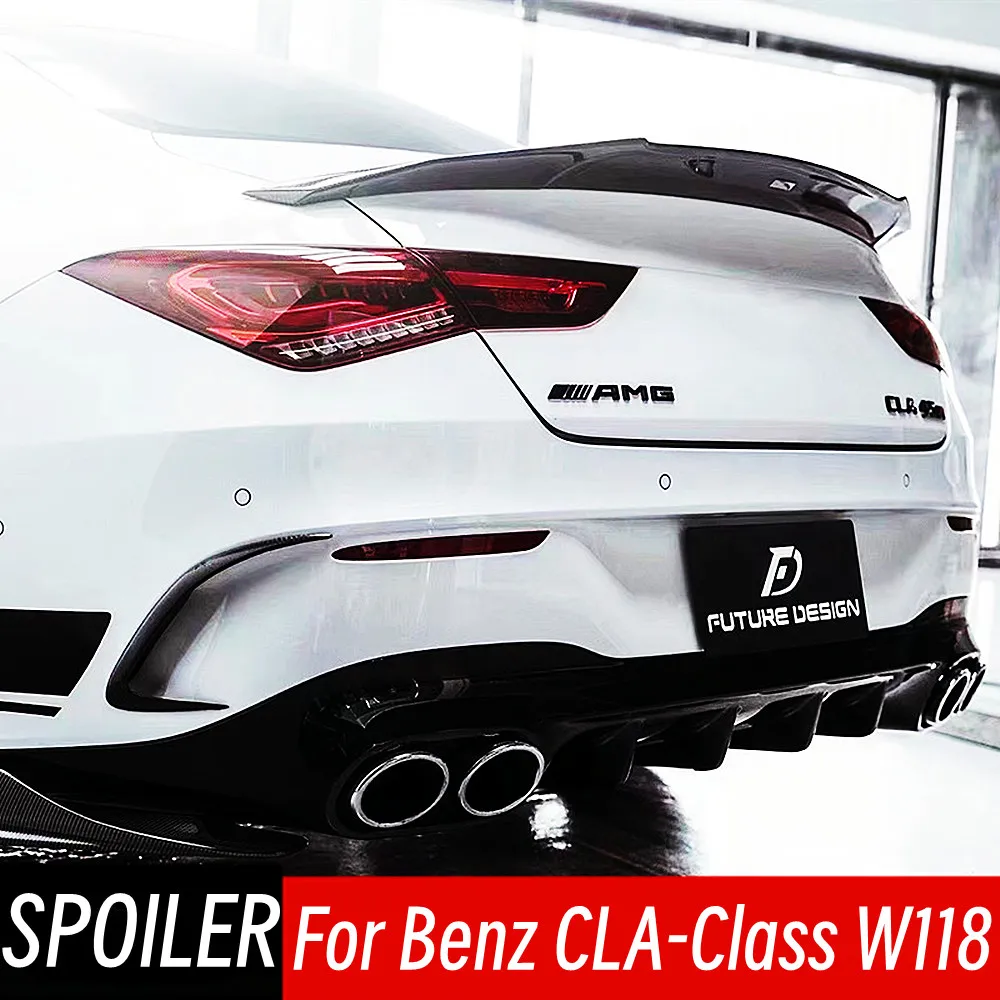 

For 2019-2021 Mercedes Benz CLA-Class W118 200 220 250 Real Carbon Fibe Rear Trunk Lid Boot Ducktail Lip Car Spoiler Wings Part