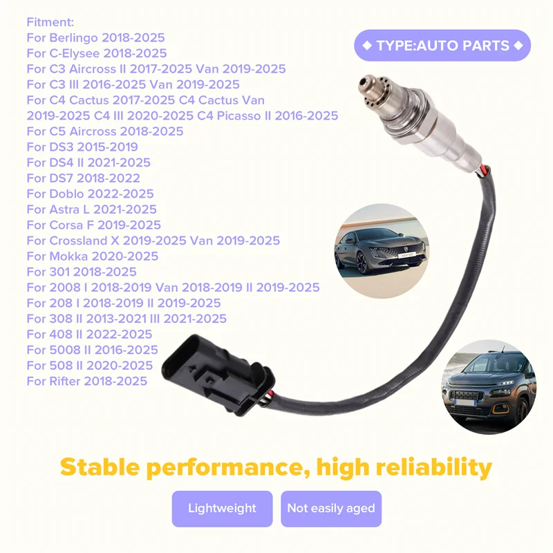 A11M-Sensor de oxígeno O2 9813838380 para Citroen C3 C4 DS 3 4 Opel 208 301 408 2008 2015-2025 258030339 3648566 piezas de coche