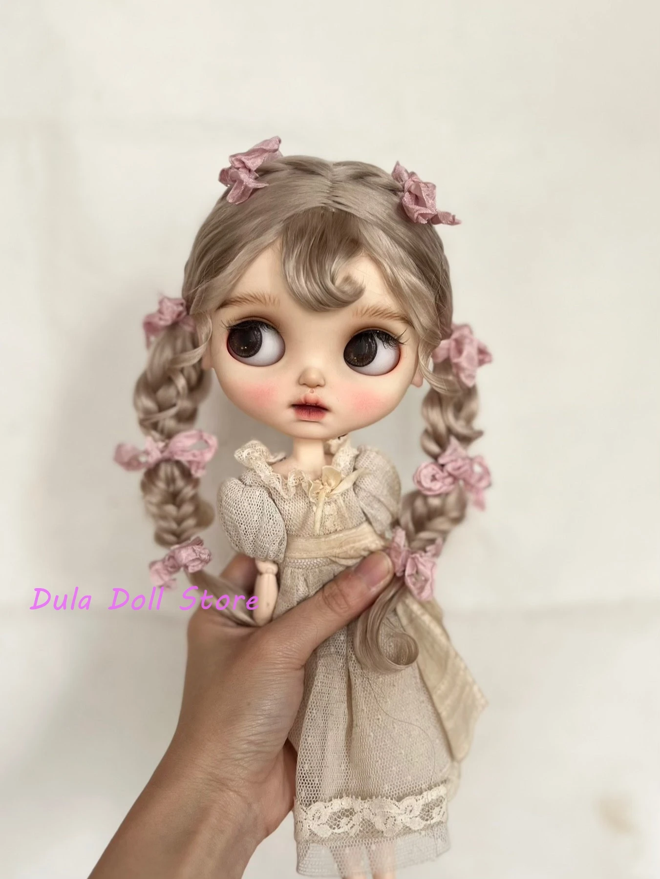 2026 Dula Doll Wigs for Blythe Qbaby natural Mohair braid Ribbon braid 9-10 inch head circumstance