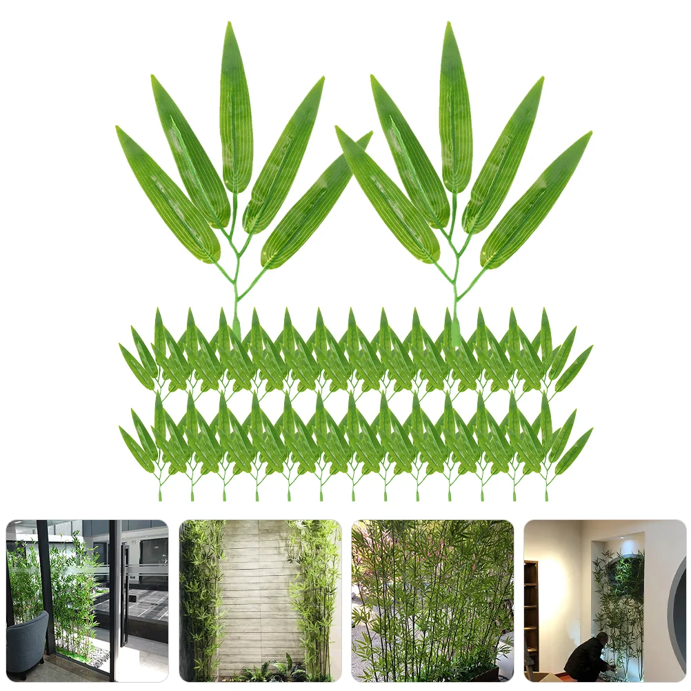 

30Pcs Artificial Bamboo Leaves Faux Green Leaf Plastic Bamboo Leaves For Garden Party Restaurant Fake Craft Decoration Supplies