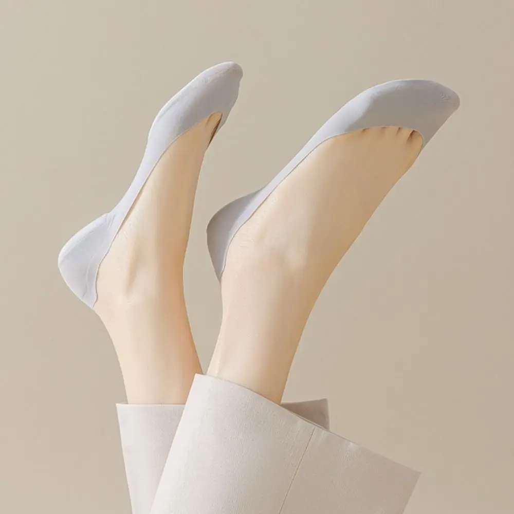 

3Pairs Solid Color Sponge Soles Boat Socks Cotton Anti Slip Invisible Socks Women Hosiery Sweat Absorption Ankle Socks Daily