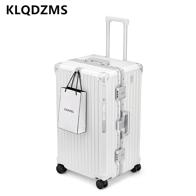 KLQDZMS 24"26"28"30 Inch The New Suitcase Men's Aluminum Frame Trolley Case Women's Large Capacity Password Box Rolling Luggage