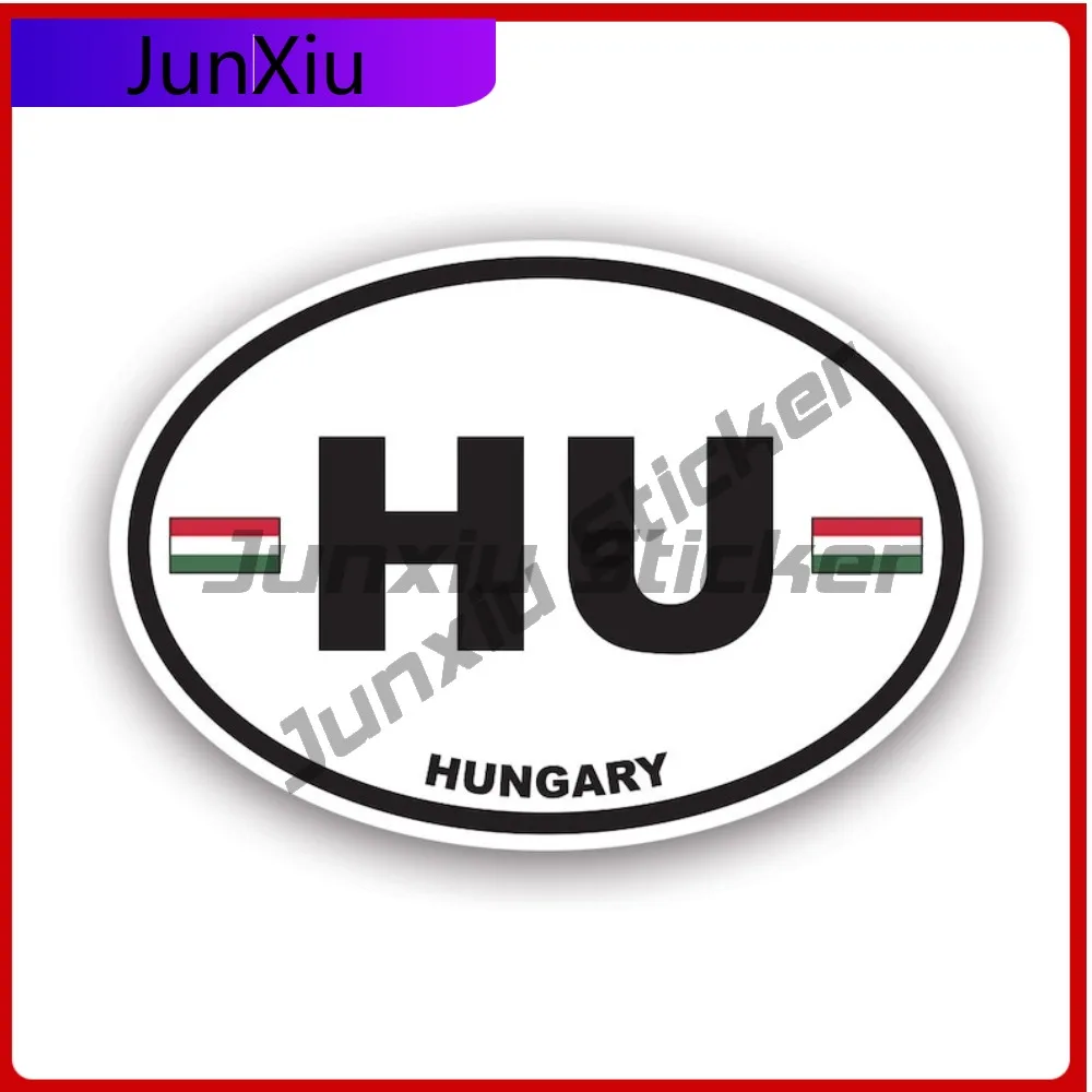 

Cartoon Bold Hungary Oval Sticker Decal Creative Uv Protected Hungarian Flag Country Code Euro Hu V1 Decal Waterproof