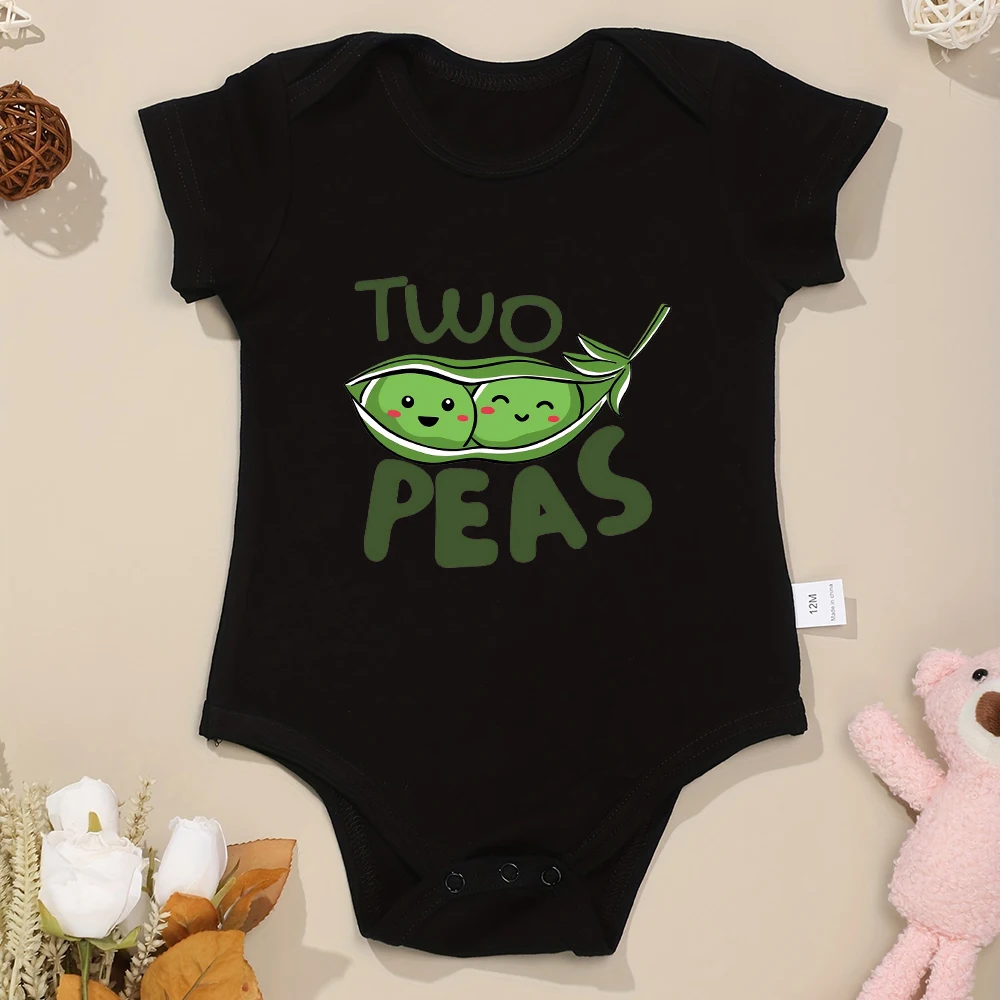 Two Peas In a Pod Funny Cute Baby Boys Girls Clothes Twin Onesies Cartoon Kawaii Harajuku Cotton Newborn Bodysuits Free Shipping