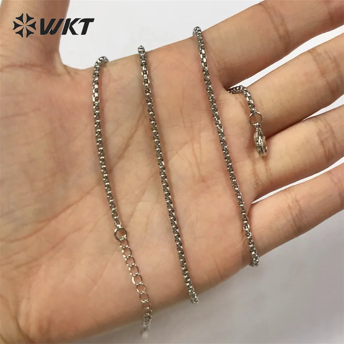 WT-BFN038 WKT Good Quality Box Chain Gold Plated Silver Plated Brass Necklace Simple Classic Style Unisex Jewelry Chain 5 pcs