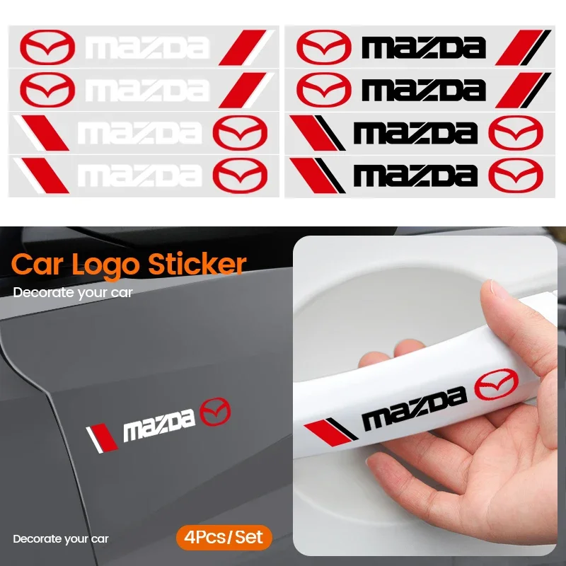 

4PCS Car Door Handle Reflective Stickers Safety Warning Strip Vinyl Decal for Mazda 3 Mazda 6 CX-5