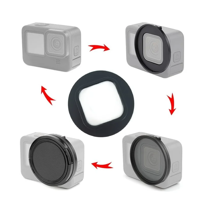 52mm Lens Filter Adapter Ring CPL UV ND8 ND16 Star 6 Red Yellow FLD/Purple for GoPro HERO 9 10 Black Camera 8 In 1 Kit