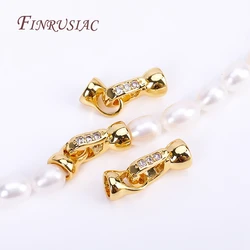 DIY Pearls Jewelry Fittings 18K Gold Plated Inlaid Zircon Lock Clasps Closure Fasteners For Beading Jewelry Making