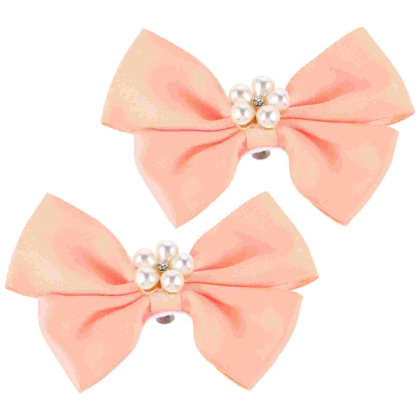 

2 Pcs Bow Shoe Buckle Clips Decorative Buckles Tie Bows Pearl Zinc Alloy Imitation Pearls Detachable