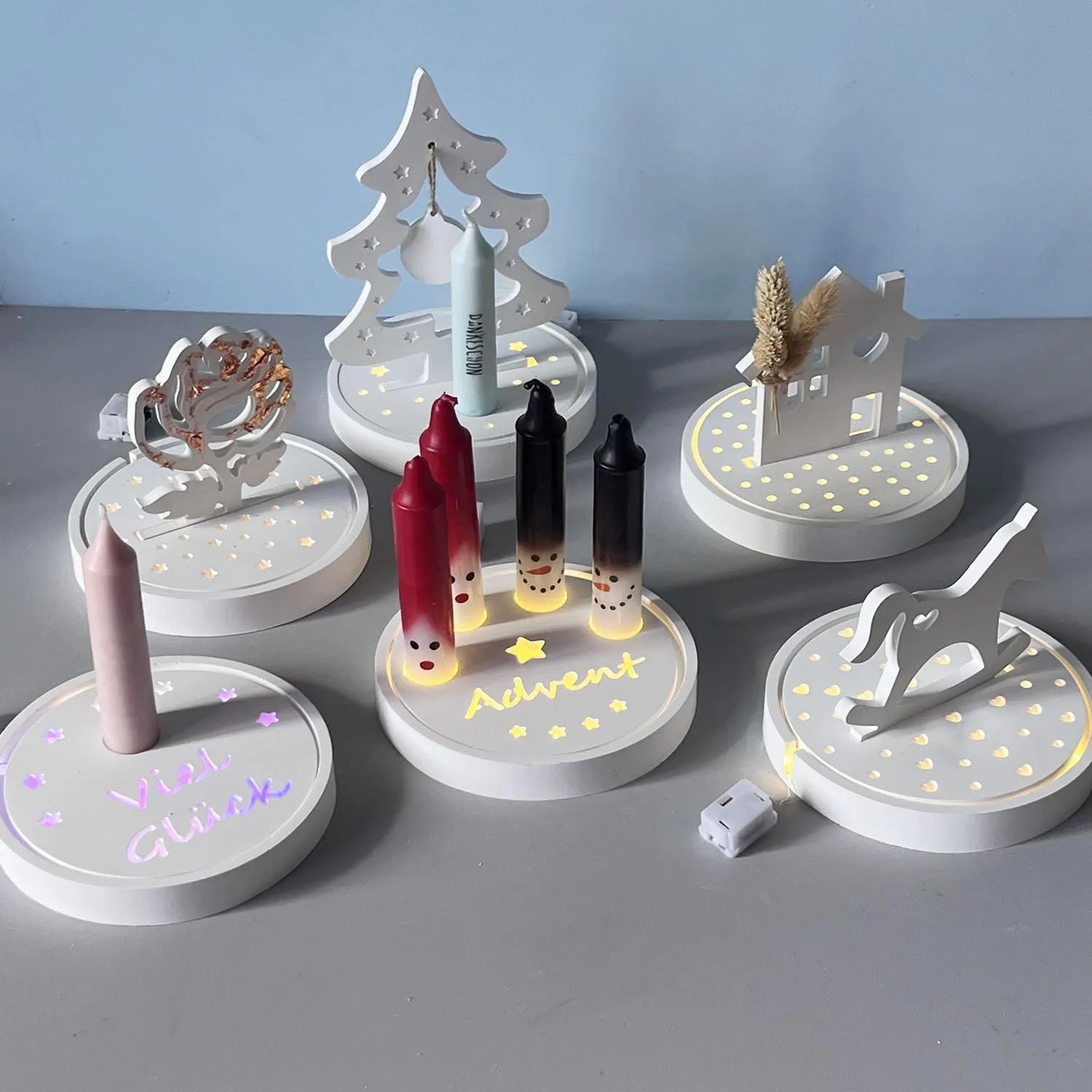 New Mould Round Socket Candlestick Holder Plaster Resin Casting Mold Insert Candlestick Holder Molds Holiday Atmosphere Lights