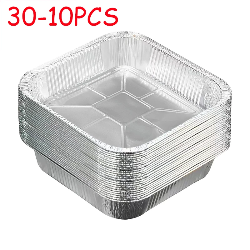 10-30PCS Air Fryer Aluminum Foil Pan Kitchen Supplies Food Containers Oven BBQ Tray Oil-proof Non-stick Kitchen Baking Tool