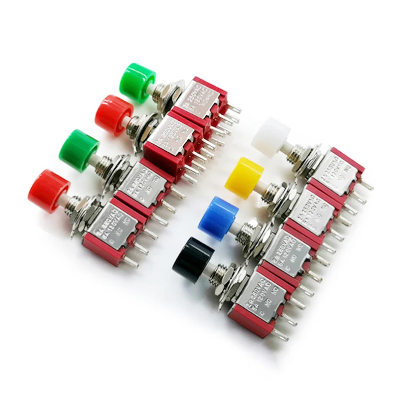 10 Stück 3-Pin C-NO-NC Reset-Druckschalter mit automatischer Rückstellung (EIN)-AUS PS-102 DS-612 6mm Kippschalter