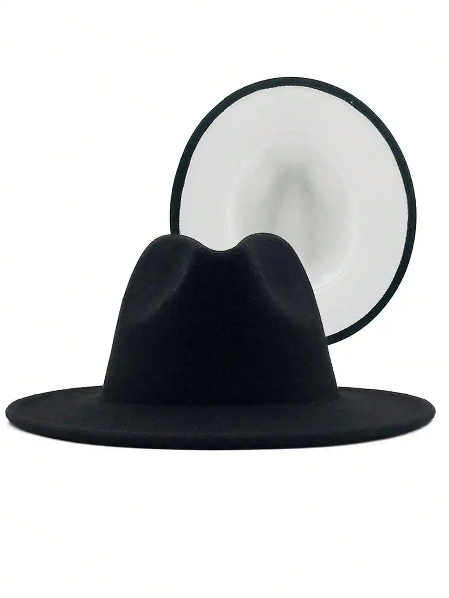 

Wide Brim Fedora Hat For Women And Men Two Tone Felt Dress Hat