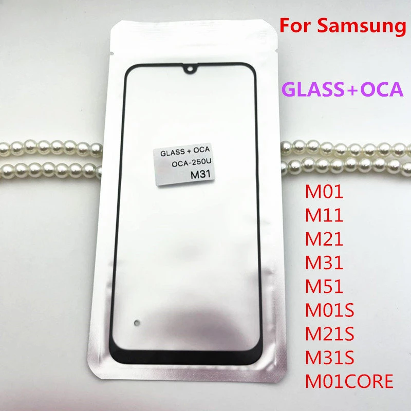 For Samsung Galaxy M01 M11 M21 M31 M51 M01S M21S M31S M01CORE GLASS + OCA LCD Front Outer Lens Touch Screen Replacement