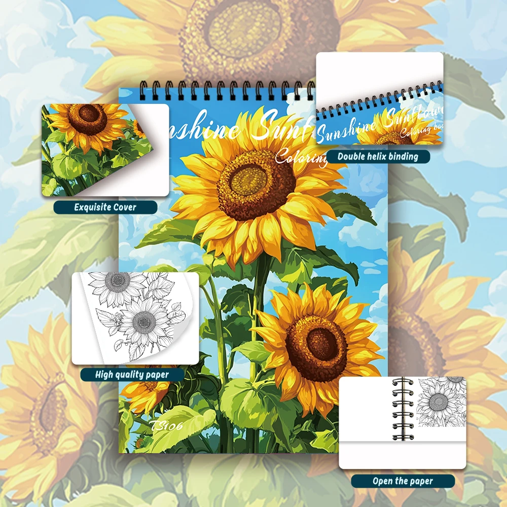 Malbuch für Erwachsene – 30 Blatt, Spiralbindung, speziell für Frauen, 11,2 x 8,3 Zoll, Zeichenbuch, Geburtstagsgeschenk, Geschenk für Feiertagspartys. – Detail 5