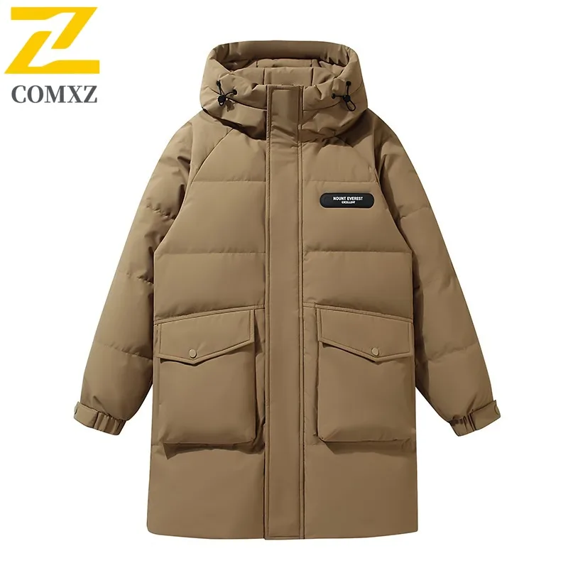 

Winter Long Jackets Men's 2025 New Snow Multi-Pocket Thick Warm Down Cotton Padded Coat Casual All-Match Cold-proof Hooded Parka