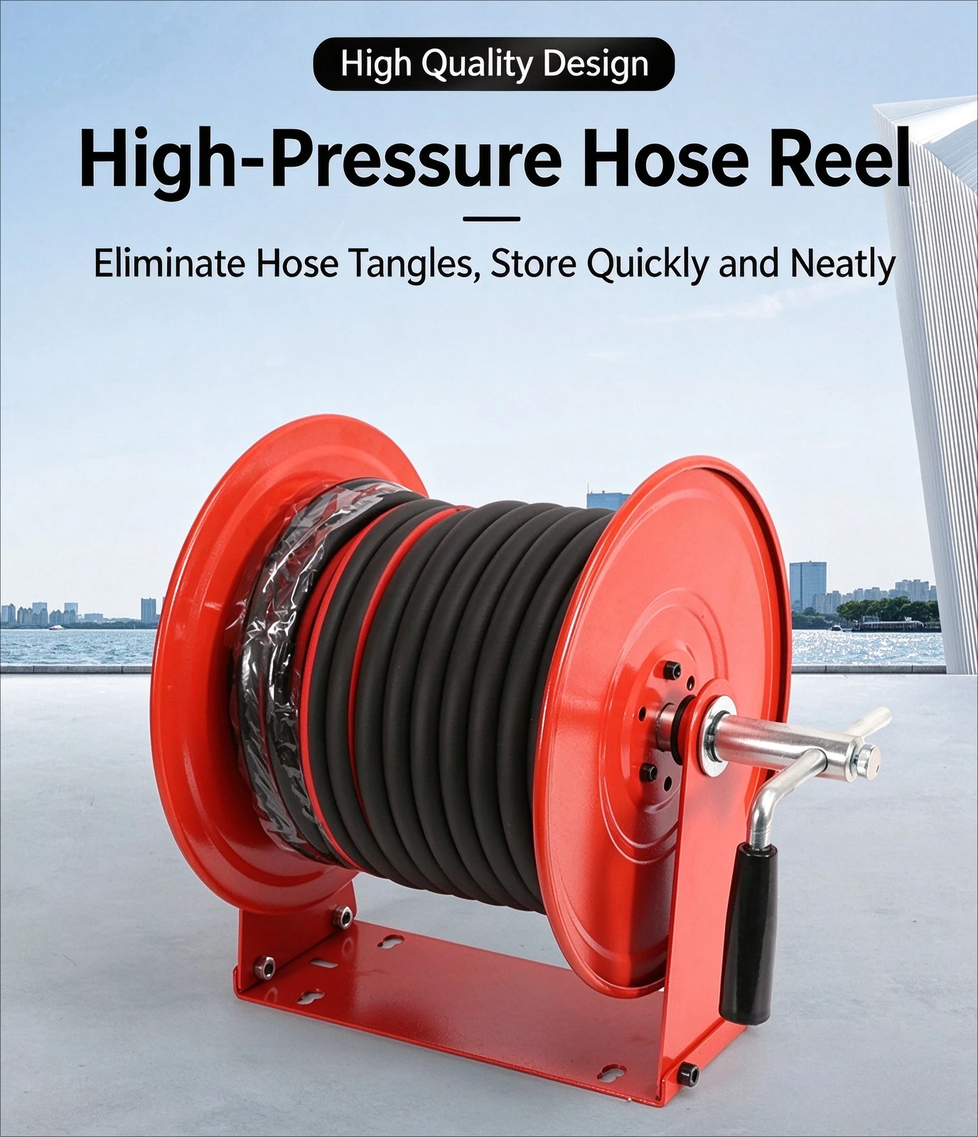 Water Pipe Storage Rack Agricultural Hand Coil 20 Meters Water Pipe Winding Machine Stainless Steel Hose Reel