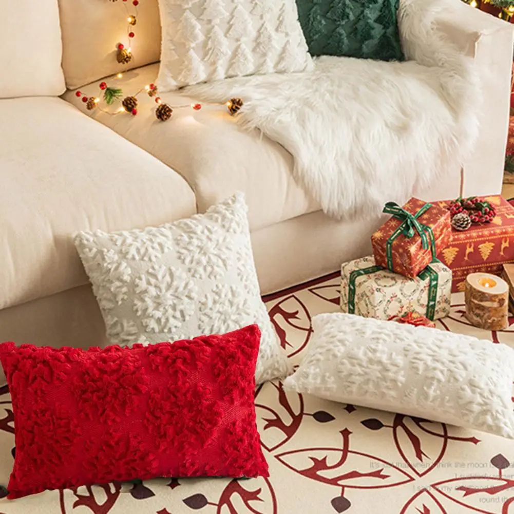 Lempar sarung bantal 3D kepingan salju bordir sarung bantal kamar tidur ruang tamu Sofa Tahun Baru dekorasi pesta sarung bantal