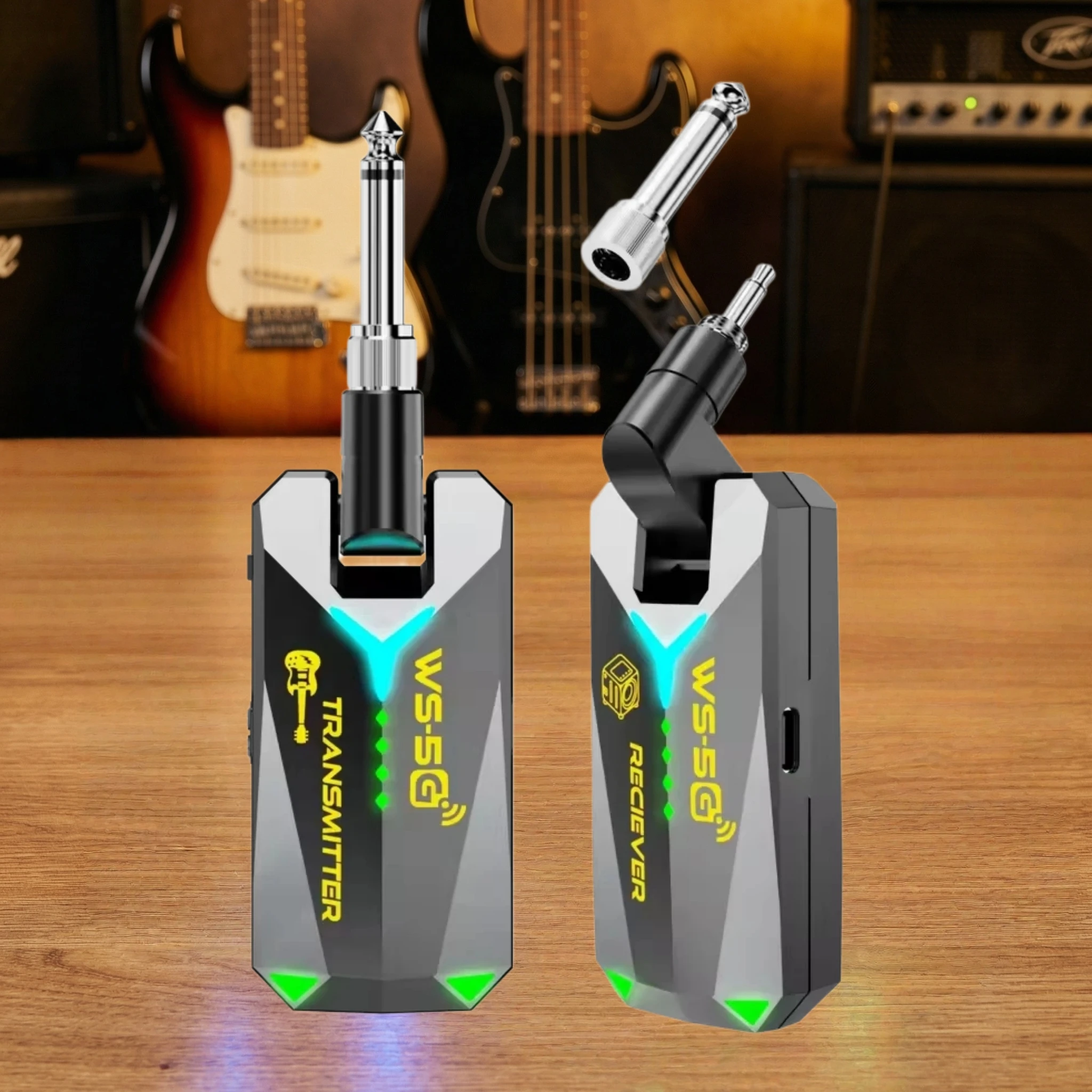

Miwayer WS-5G No-Pairing 5.8GHz Wireless System, Transmitter & Receiver Rechargeable, 3.5mm & 6.35mm Jacks for Electric Guitar