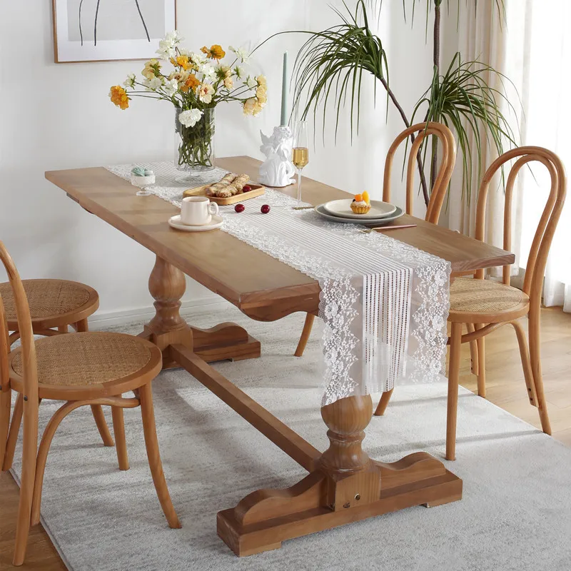 

Decorative Lace Table Runner: French Romantic Style in White and Black for Weddings and Celebrations