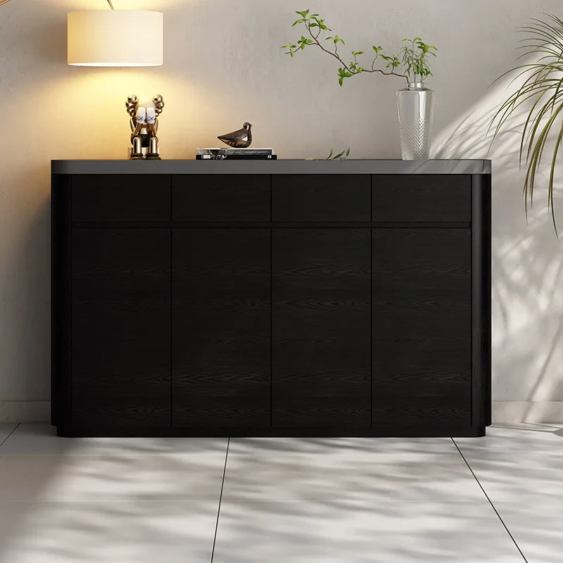 

Solid wood shoe cabinet household cabinet door new 2025 popular storage cabinet integrated against the wall living room partitio