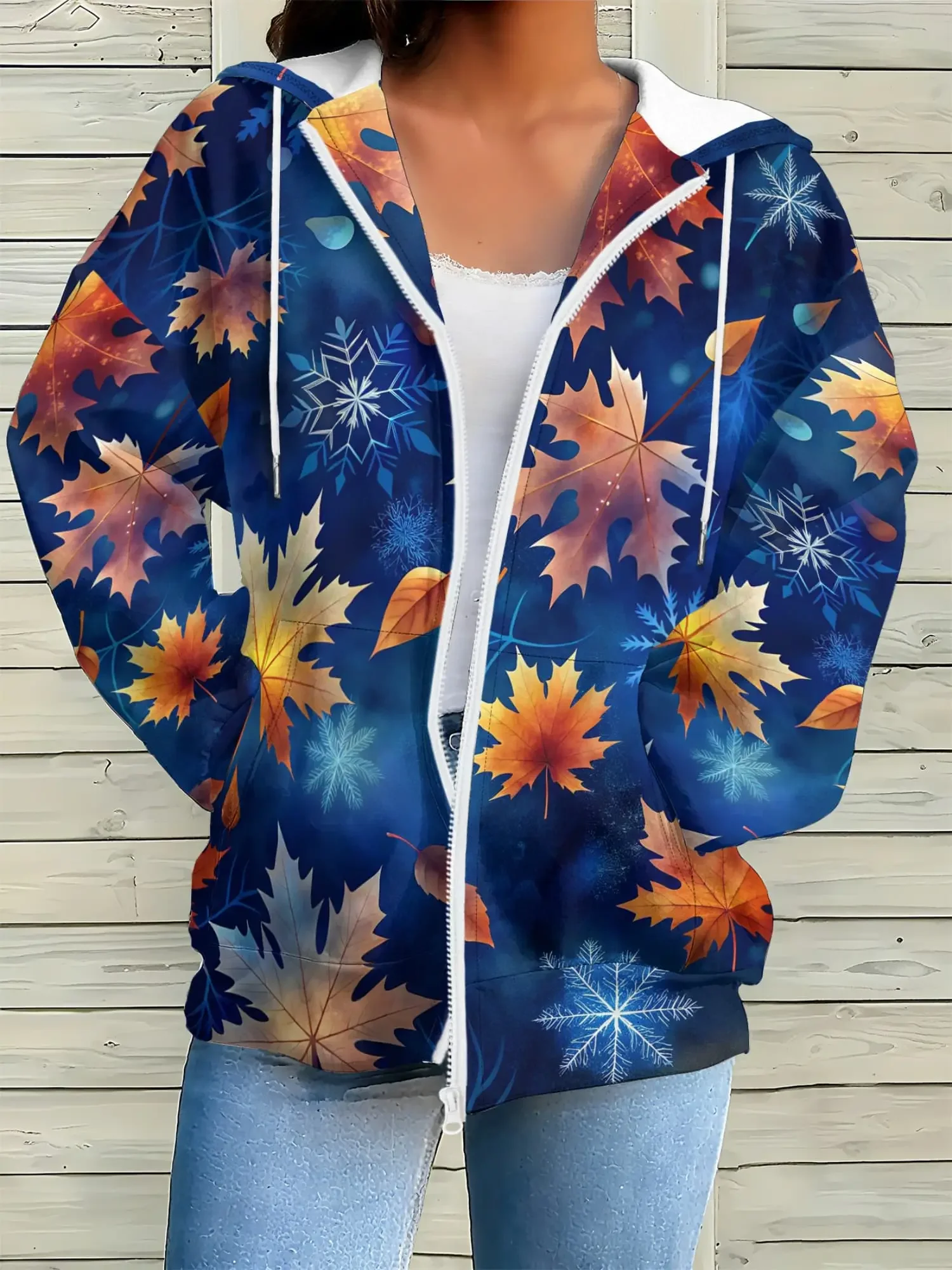 

Ladies' long sleeved loose and elegant style jacket with zippered pockets, open top jacket, abrigos invierno mujer 2026