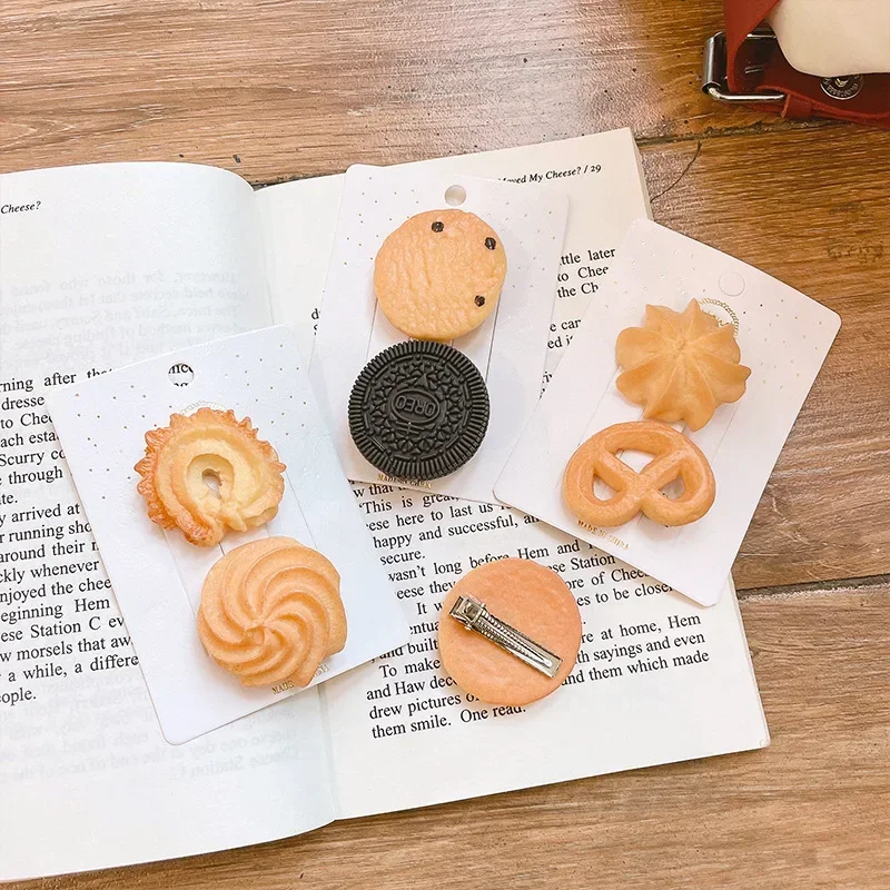 2024 Cute Girls Cookie Shape Hair Clip Hairpin Lovely Children Barrette Headwear Snack Biscuit Hair Clip Side Clip Girls Hair