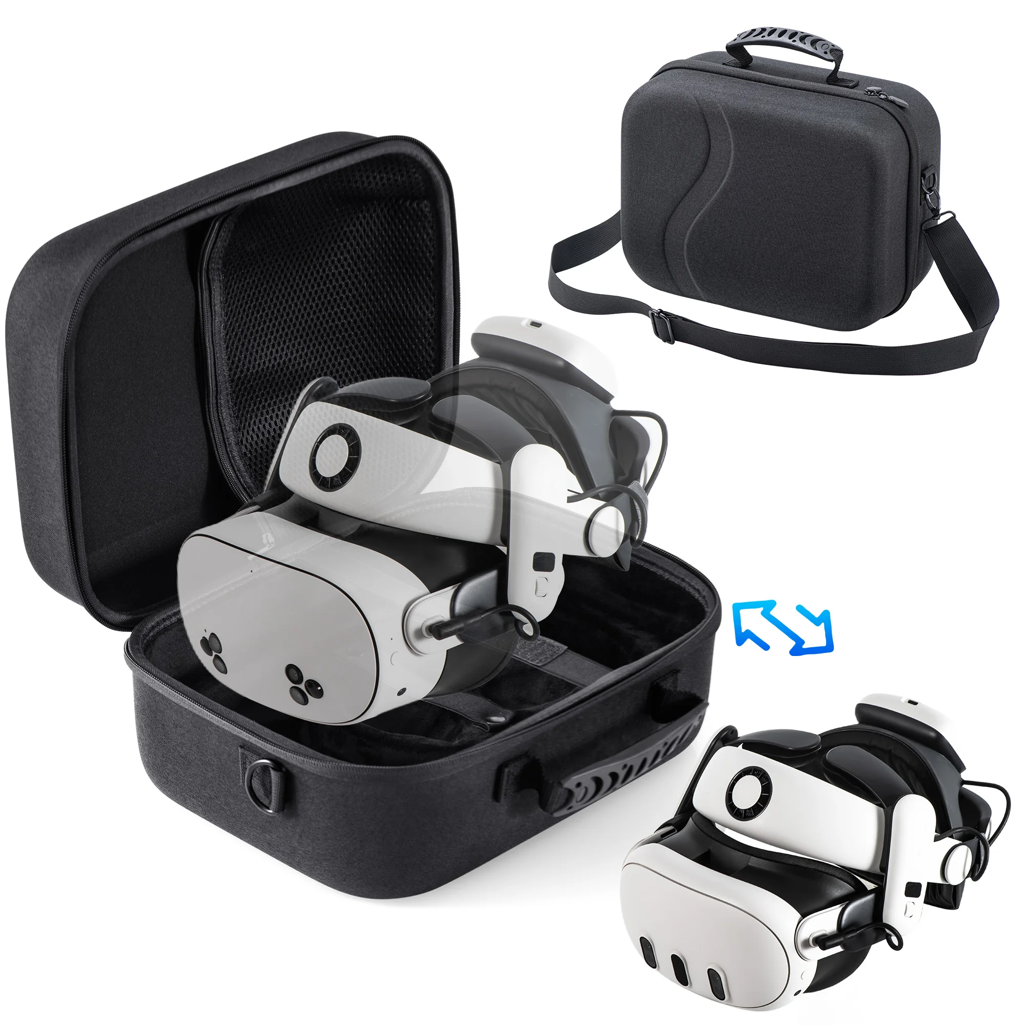 STARTRC GAMES Large Carrying Case for Meta Quest 3/Quest 3S, Hard Travel Case for BOBOVR S3 Pro/Kiwi Design Battery Head Strap and Other Accessories, Storage Case and Soft Lining for Quest 3S