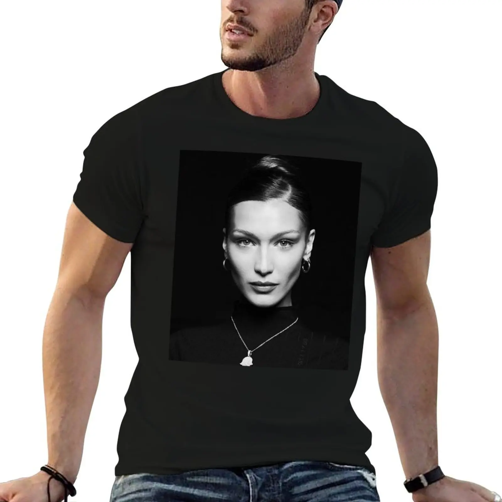 Bella Hadid T-Shirt Plus Size Solid Color T-Shirt