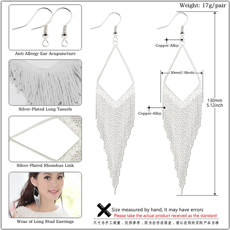 Lovely Long Dangle Earrings for Women Accessories Boho Gold/Silver Color Tassels Drop Earring Fashion Ornaments Friendship Gifts