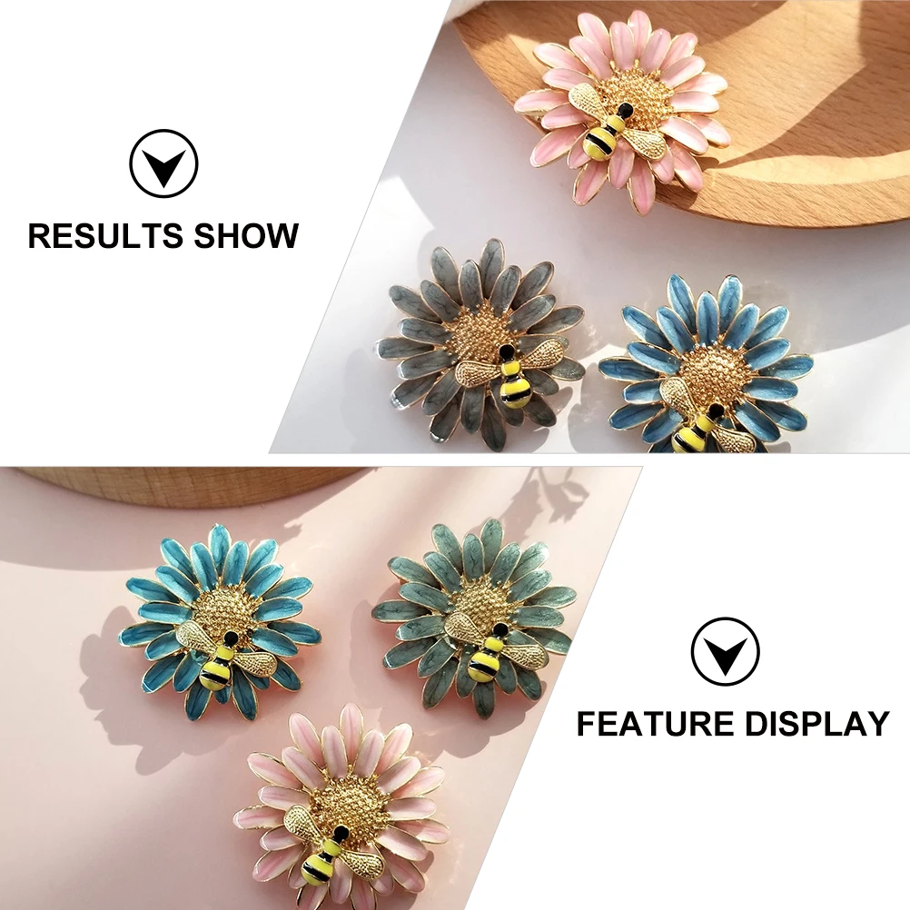

3Pcs Honey Brooch Pin Alloy Enamel Jewelry for Women Clear Texture Glossy Wear-Resistant Long-Lasting Clothing