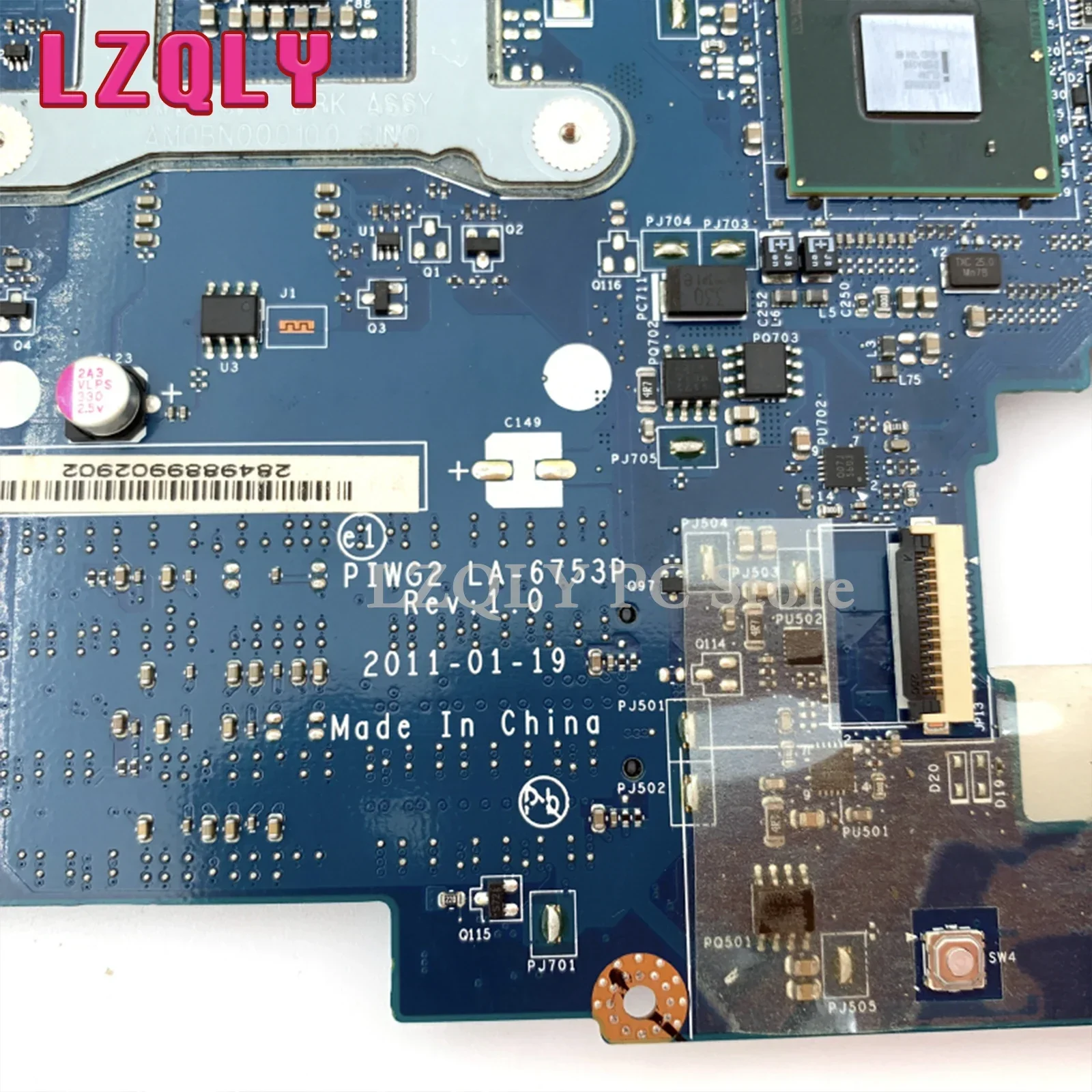 LZQLY para Lenovo G570 placa base de computadora portátil PIWG2 LA-6753P HD 6300M GPU HM65 DDR3 Tablero Principal prueba completa
