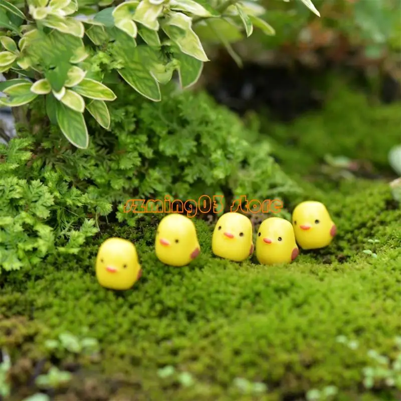 Conjunto H9EC 5 figuras miniatura pintinho amarelo para crianças da sala e presentes dando desktop jardim Decors