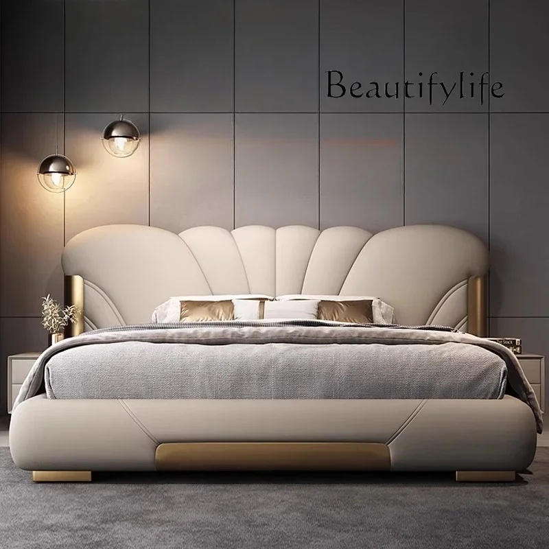 

Fd Luxury Master bedroom Double bed king soft bag backrest 150x200cm wedding bed full size base frame lit 2 personnes Furniture