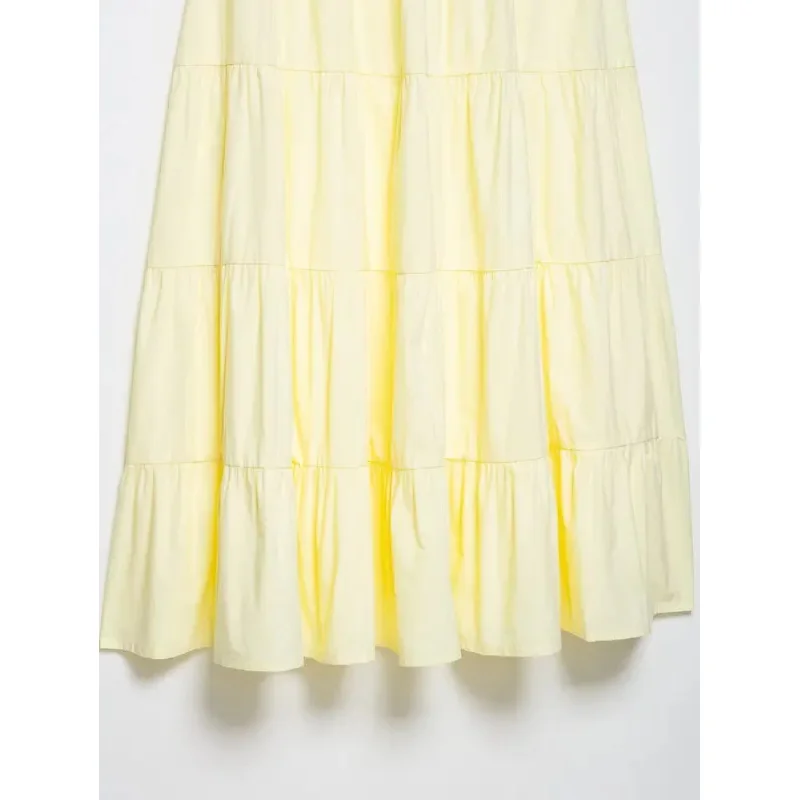 Falda hasta el tobillo para mujer, novedad de verano, costura multicapa, decoración informal con cordones, versátil, moda de vacaciones Simple