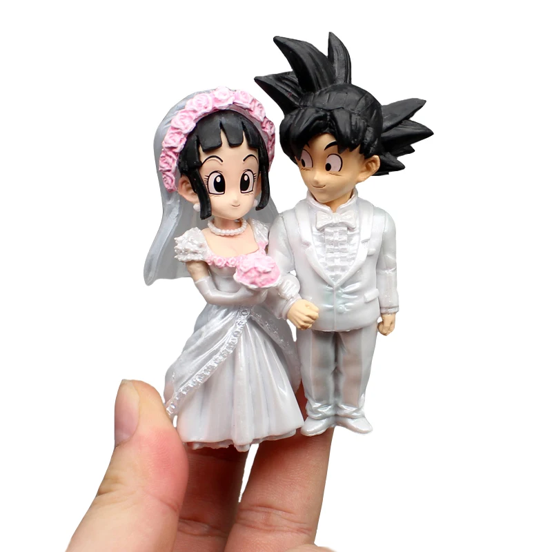 Anime Goku Dragon Ball Figures Chichi Son Goku Action Figures Wedding Dress 9cm PVC Collection Model Toys Birthday Doll Gifts