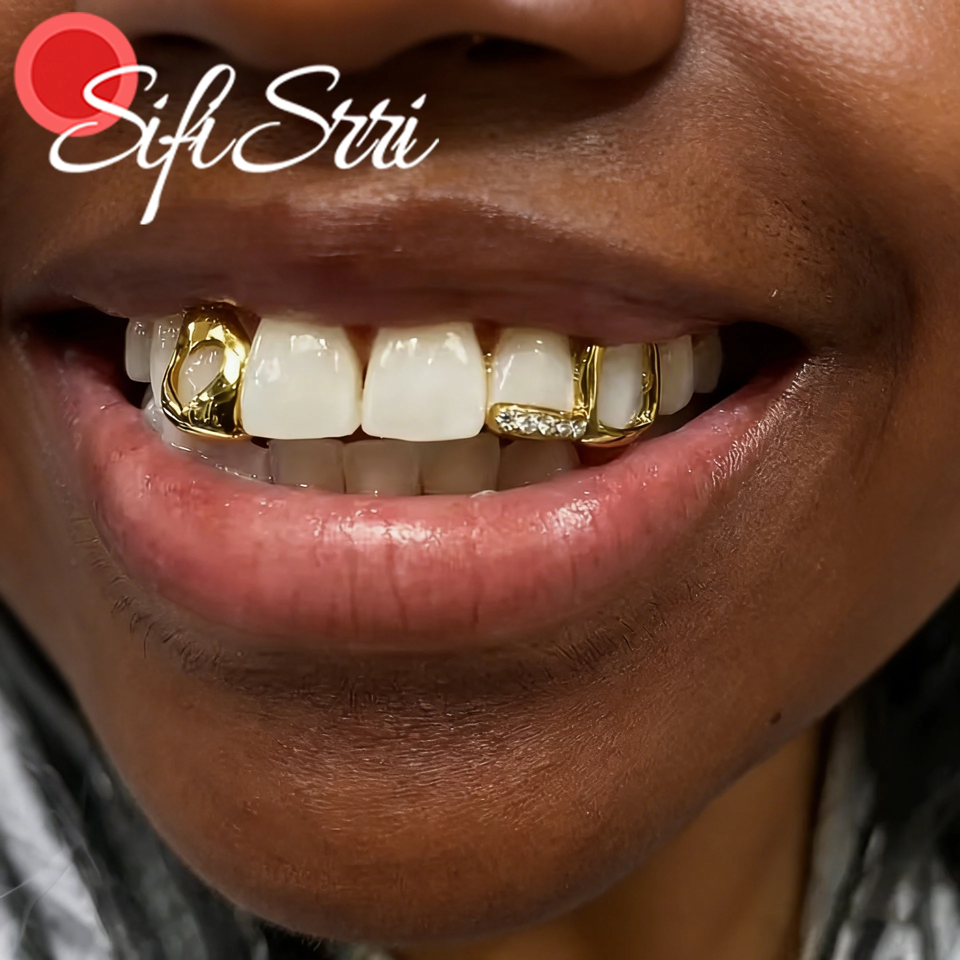 Sifisrri Full CZ Stones Teeth Grillz Caps Cubic Zirconia Iced Out Micro Cross Star Pave Mouth Tooth Cap Removable Dental Jewelry