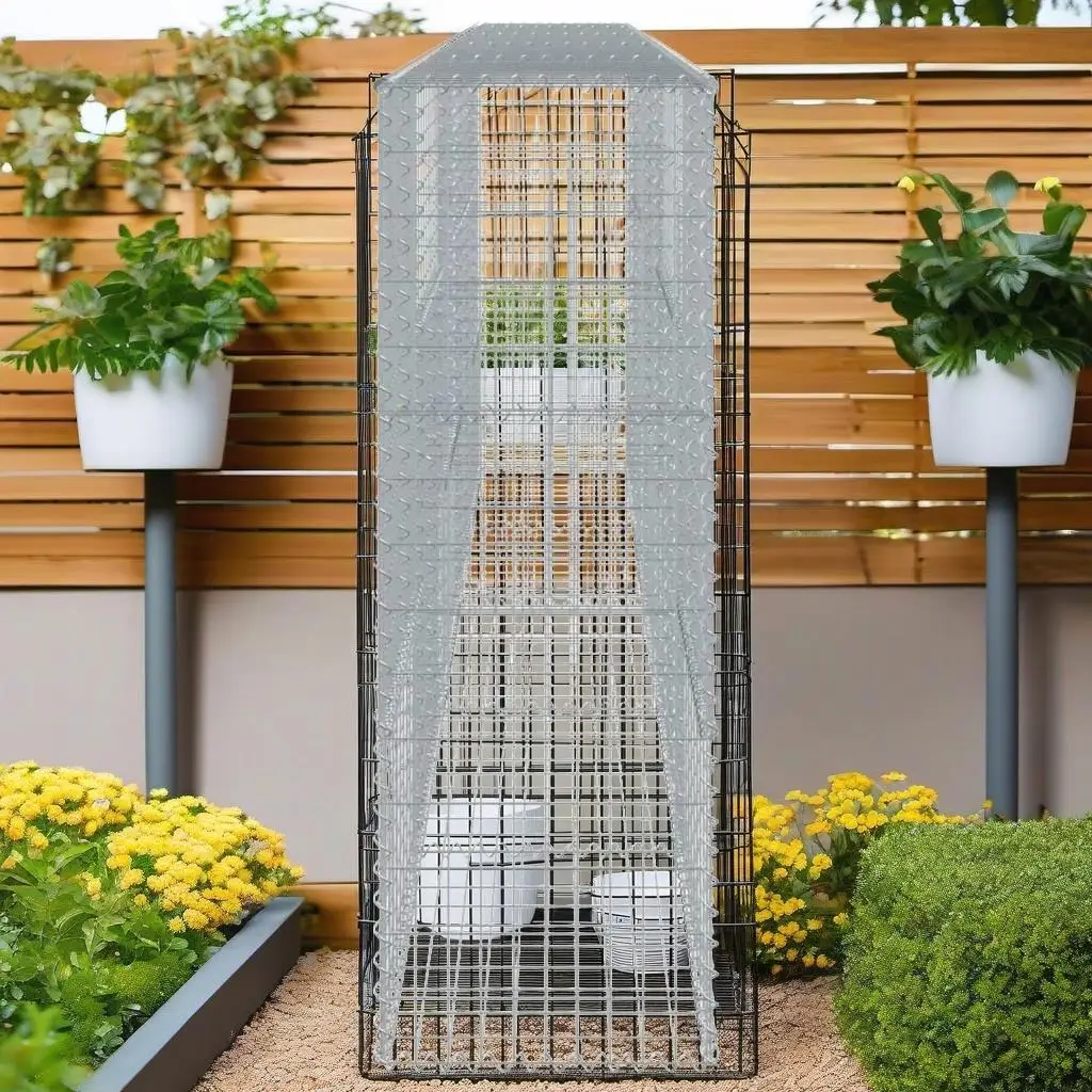 Galvanized Iron Gabion Basket with Cover - 196.9x19.7x59.1 cm Garden Rock Cage