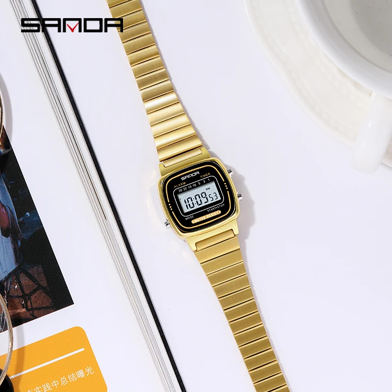 SANDA Women Golden Classic Quartz Watch Fashion Female Elegant Clock Boy Girl Gift Watches Casual Ladies Waterproof Wristwatch