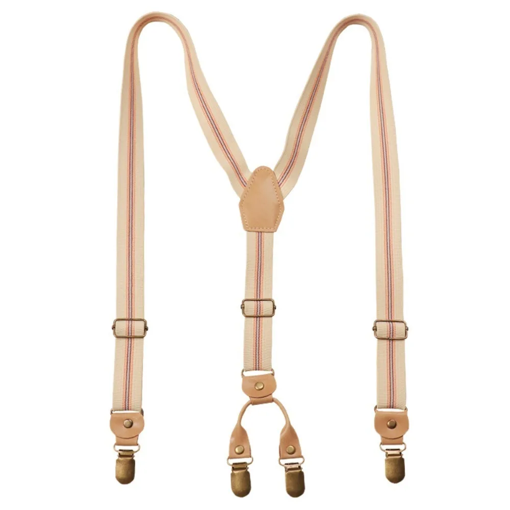 

Simple Retro Suspenders for Men British Style Metal Clip Y-Type Suspenders Suit Accessories Anti-slip Stripe Suspender Clip Gift