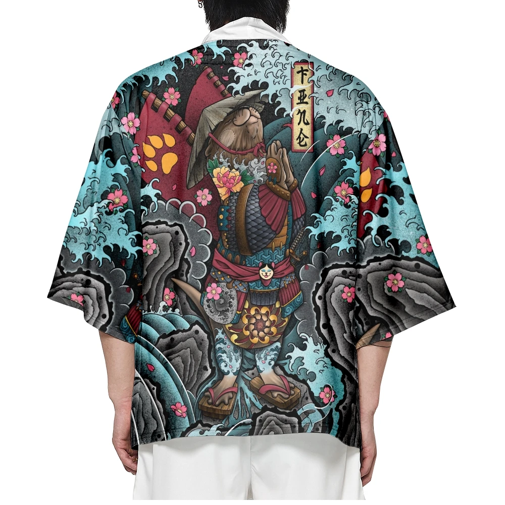 

Japanese Cardigan Samurai Costume Clothing Jacket Mens Kimono Shirt Yukata Haori Streetwear