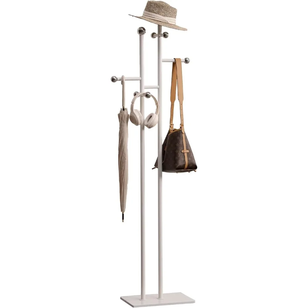 

Metal Coat Rack Freestanding Clothes Rack with Square Marble Base & Steel Hooks Hanging Clothes Rack for Entryway Bedroom Living