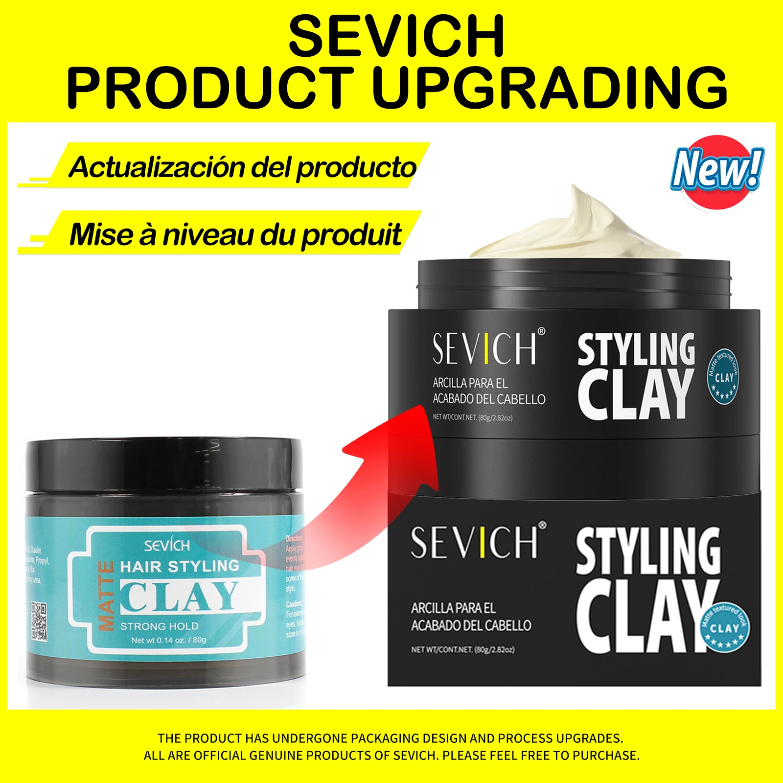 Sevich 80g Hair Styling Matte Hair Clay Lasting Stereotype Matte Clay Strong Hold Easy Wash Convenient Smooth