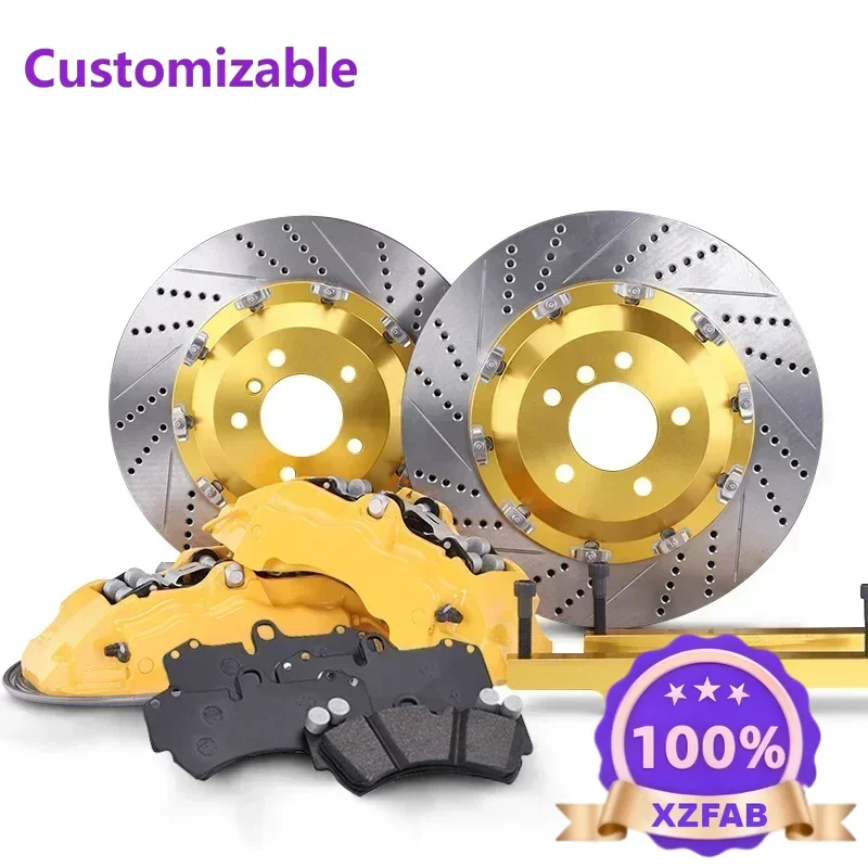 Factory Direct 2026 Hot sales Innovation 18z 6piston yellow Caliper 380mm*34mm big brake kit TY3 slotting Drilled Brake Kits For
