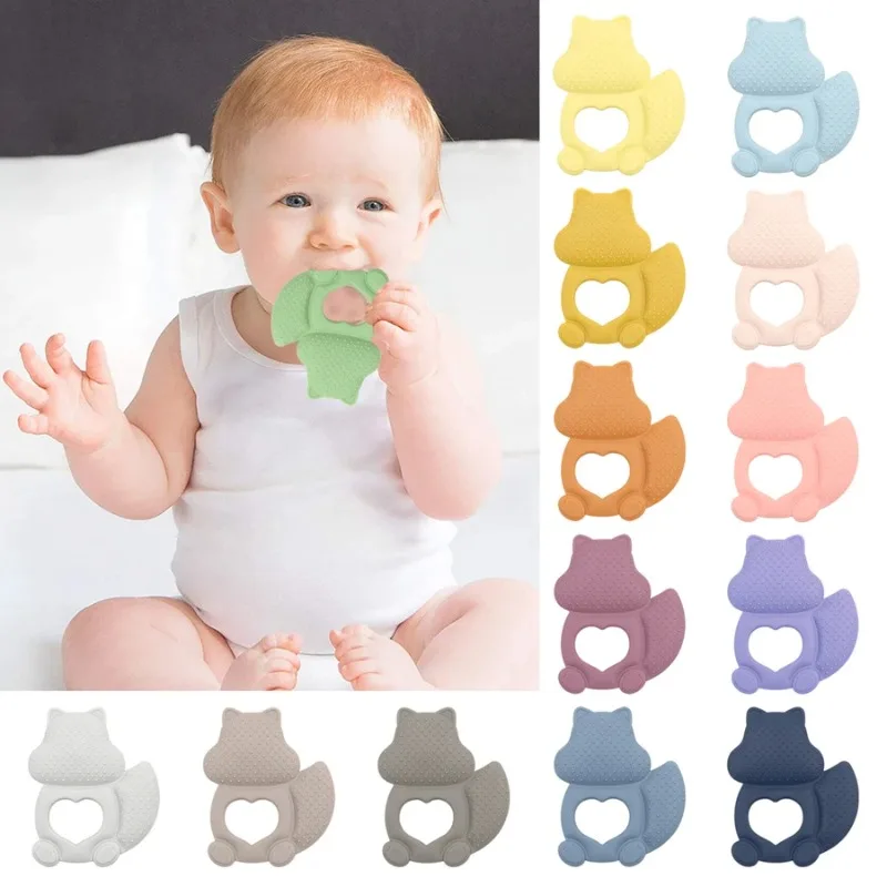 Customized Kawaii Cartoon Fox Shape Nursing Baby Teether Toys BPA Free Rodent Teething Infant Chewing Toy Baby Stuff